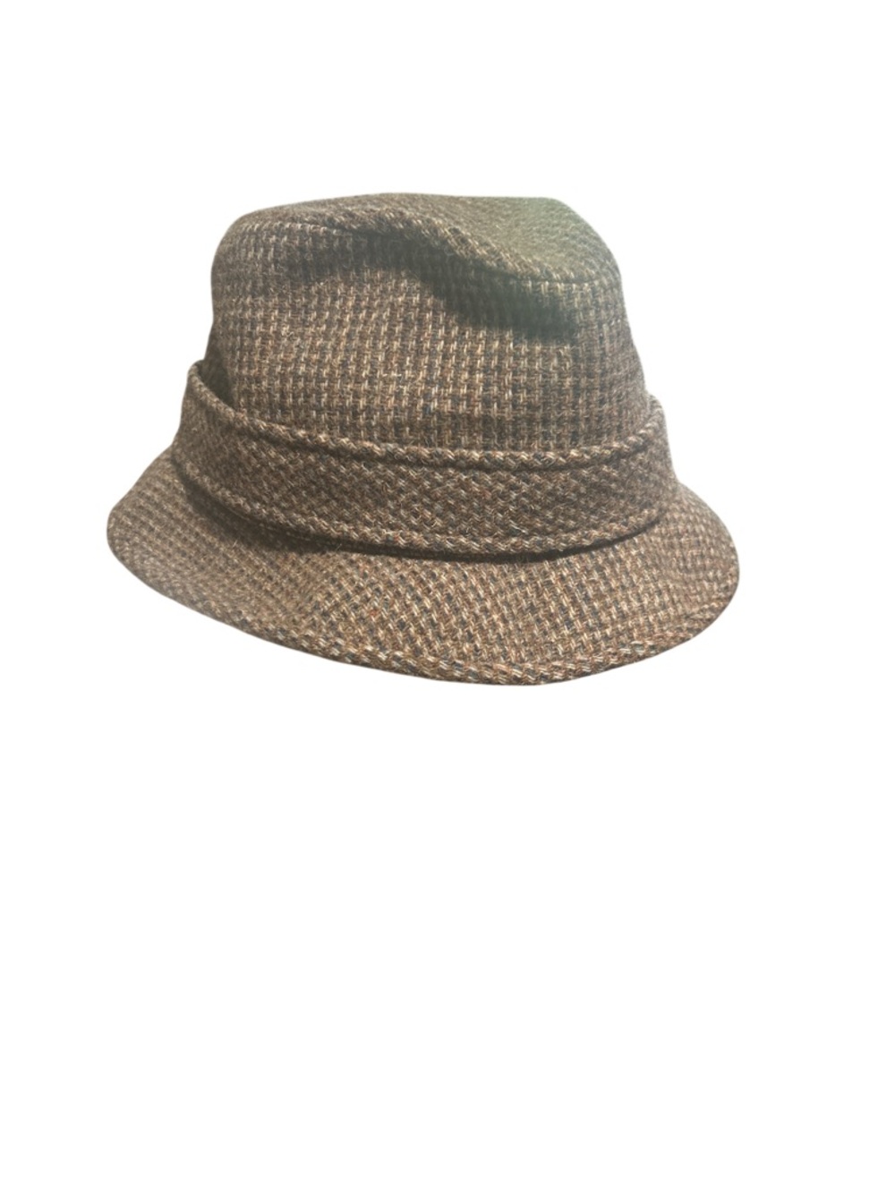 Vintage Pendleton Brown Tweed Wool Fedora Hat Feather Heritage